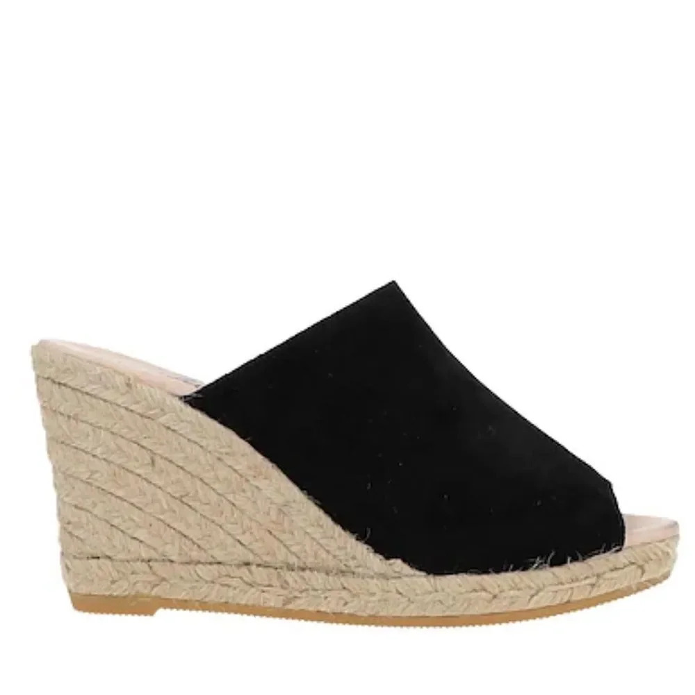 Gaimo Women’s Soft Leather and Black Suede Espadrille Wedge Heels size 36